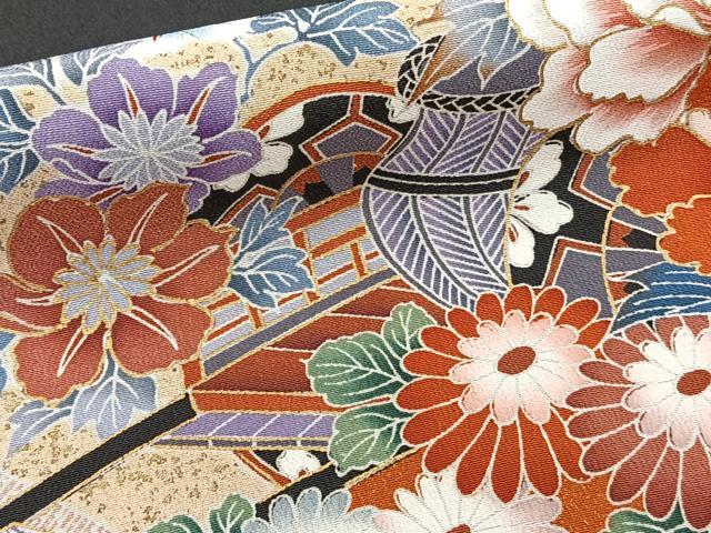 平和屋着物■豪華黒留袖 御所車花文 暈し染め 金彩 正絹 逸品 CABC5650xi