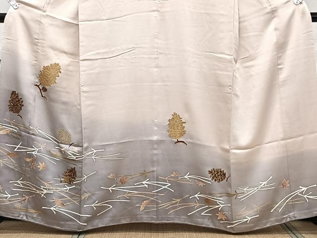 平和屋着物■豪華色留袖　吹き寄せ文　松ぼっくり　暈し染め　金彩　正絹　逸品　CABC5657xi