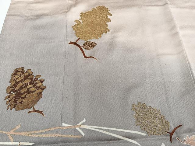 平和屋着物■豪華色留袖　吹き寄せ文　松ぼっくり　暈し染め　金彩　正絹　逸品　CABC5657xi