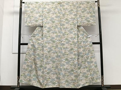 平和屋着物■上質な紬　草花文　正絹　逸品　CABC5660xi