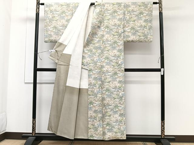 平和屋着物■上質な紬　草花文　正絹　逸品　CABC5660xi