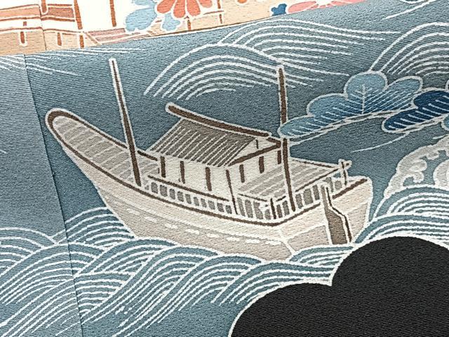 平和屋着物■豪華黒留袖　風景花文　正絹　逸品　CABC5687xi
