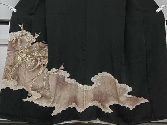 平和屋着物■豪華黒留袖　刺繍　鳳凰文　金彩　正絹　逸品　CABC5692xi