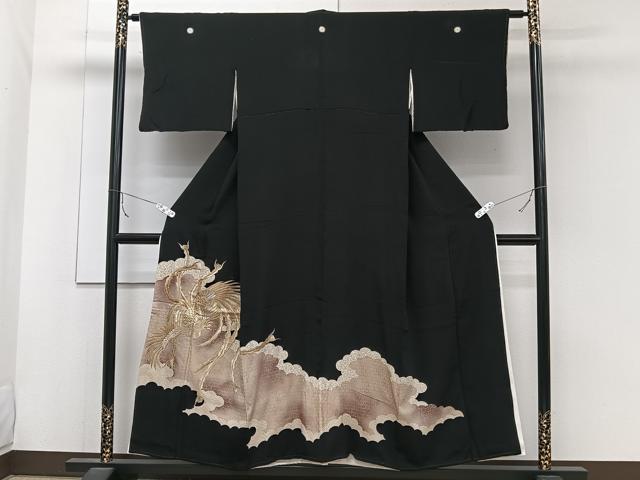 平和屋着物■豪華黒留袖　刺繍　鳳凰文　金彩　正絹　逸品　CABC5692xi