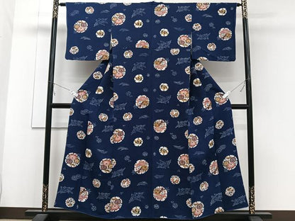 平和屋着物■上質な小紋 飛鶴花文 正絹 逸品 CABC5694xi