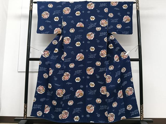 平和屋着物■上質な小紋 飛鶴花文 正絹 逸品 CABC5694xi