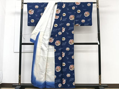 平和屋着物■上質な小紋 飛鶴花文 正絹 逸品 CABC5694xi