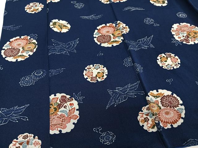 平和屋着物■上質な小紋 飛鶴花文 正絹 逸品 CABC5694xi