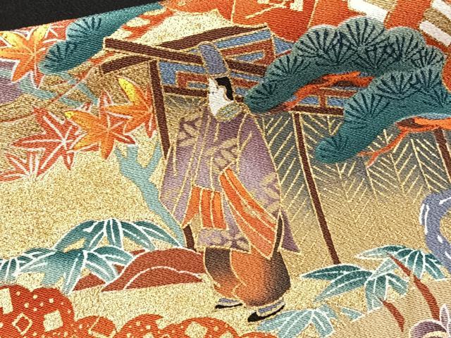 平和屋着物■豪華黒留袖　駒刺繍　人物花文　金彩　正絹　逸品　CABC5696xi