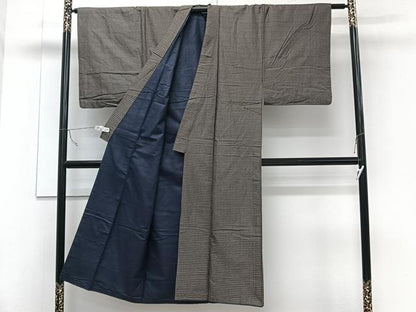 平和屋着物■男性　紬　横段文　正絹　逸品　CABC5699xi