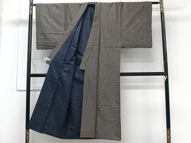 平和屋着物■男性　紬　横段文　正絹　逸品　CABC5699xi