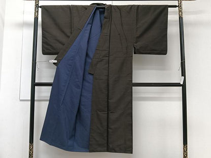 平和屋着物■男性　紬　赤墨色　正絹　逸品　CABC5723xi