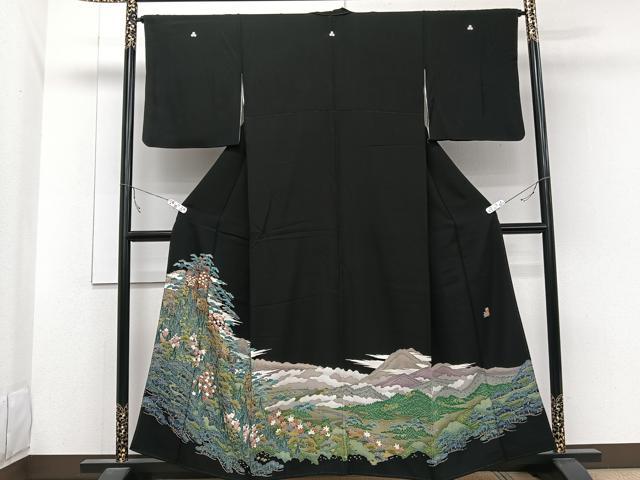 平和屋着物■豪華黒留袖　友禅　作家物　風景文　正絹　逸品　CABC5729xi