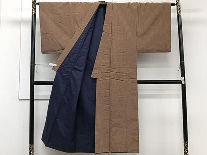 平和屋着物■男性　紬　縞　正絹　逸品　CABC5745xi