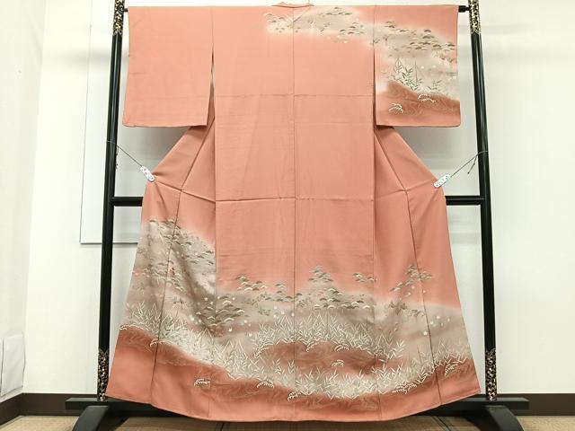 平和屋着物■訪問着 刺繍 松梅文 暈し染め 金彩 正絹 逸品 CABC5748xi