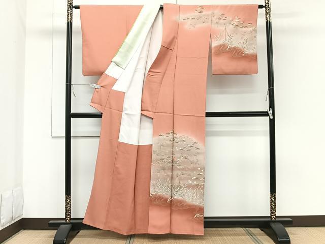 平和屋着物■訪問着 刺繍 松梅文 暈し染め 金彩 正絹 逸品 CABC5748xi