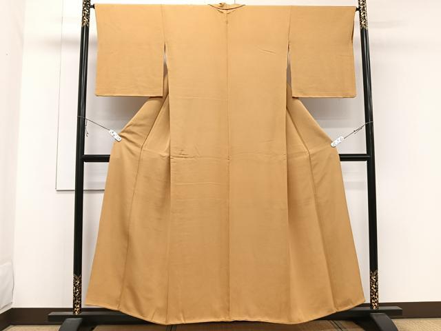 平和屋着物■上質な色無地 柑子色 正絹 逸品 CABC5752xi