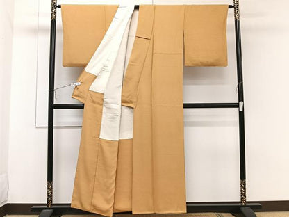 平和屋着物■上質な色無地 柑子色 正絹 逸品 CABC5752xi