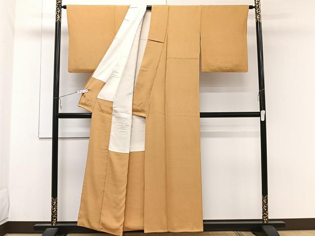 平和屋着物■上質な色無地 柑子色 正絹 逸品 CABC5752xi