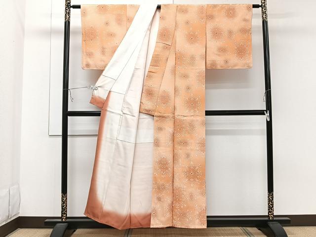 平和屋着物■上質な小紋 更紗花文 暈し染め 正絹 逸品 CABC5765xi