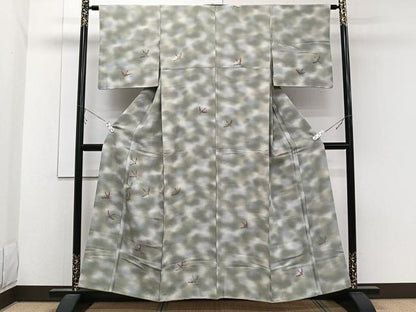 平和屋着物■訪問着 飛鶴文 暈し染め 正絹 逸品 CABC5766xi