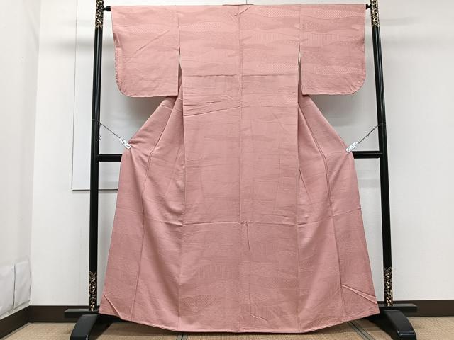 平和屋着物■無地絵羽訪問着 吉祥地紋 紅梅色 大丸扱い 正絹 逸品 未使用 CABC5767xi