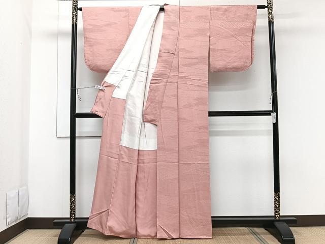 平和屋着物■無地絵羽訪問着 吉祥地紋 紅梅色 大丸扱い 正絹 逸品 未使用 CABC5767xi