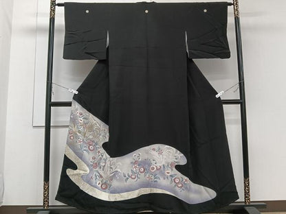 平和屋着物■豪華黒留袖 刺繍 鳳凰花文 正絹 逸品 CABC5787xi