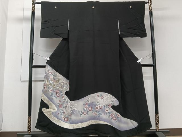 平和屋着物■豪華黒留袖 刺繍 鳳凰花文 正絹 逸品 CABC5787xi