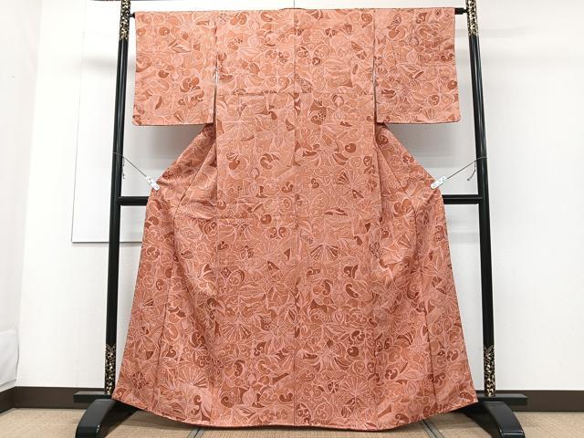 平和屋着物■上質な小紋 洋花文 正絹 逸品 未使用 CABC5803xi