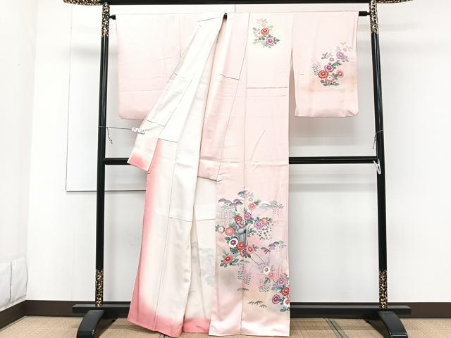 平和屋着物■訪問着 御所車花文 暈し染め 金銀彩 正絹 逸品 CABC5810xi