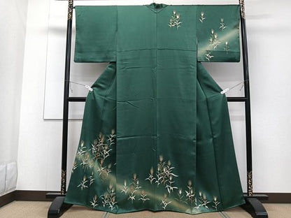 平和屋着物■訪問着 刺繍 草葉文 暈し染め 金彩 正絹 逸品 CABC5813xi