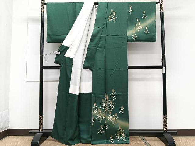 平和屋着物■訪問着 刺繍 草葉文 暈し染め 金彩 正絹 逸品 CABC5813xi