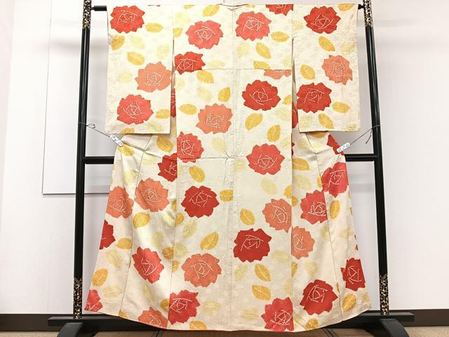 平和屋着物■上質な小紋 総絞り 舞花文 正絹 逸品 CABC5824xi