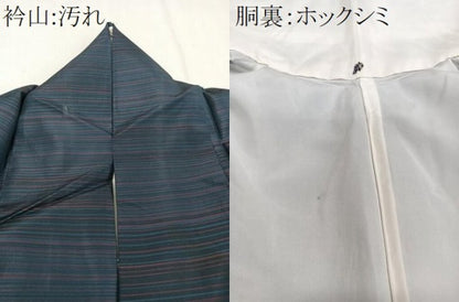 平和屋着物■上質な紬 横縞 正絹 逸品 CABC5826xi
