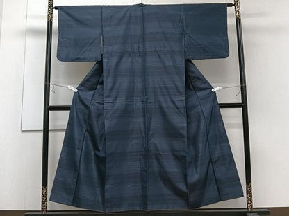 平和屋着物■上質な紬 横縞 正絹 逸品 CABC5826xi