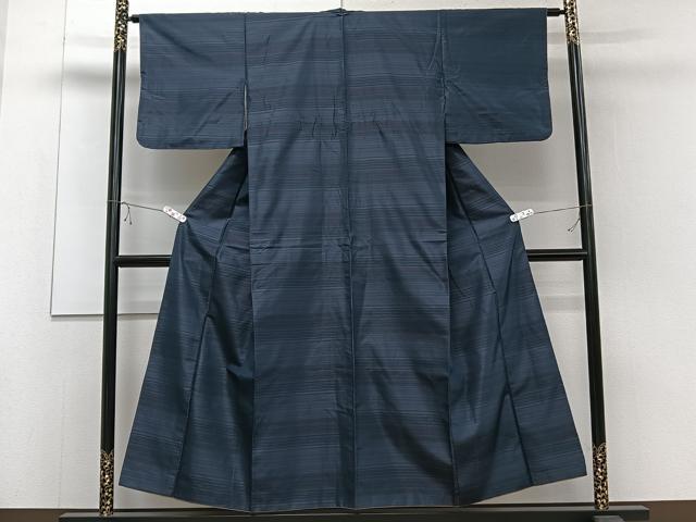 平和屋着物■上質な紬 横縞 正絹 逸品 CABC5826xi