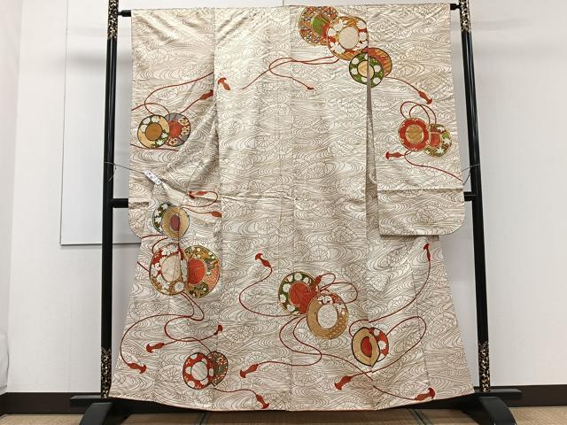 平和屋着物●豪華振袖　駒刺繍　雪輪鳳凰花蝶文　暈し染め　金彩　正絹　逸品　AABG2770cs 平和屋着物○豪華振袖 総絞り 駒刺繍 草花丸文 黒地 金彩 正絹 逸品