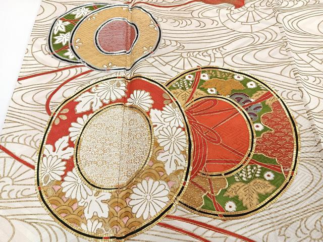 平和屋着物●豪華振袖　駒刺繍　舞花文　金彩　正絹　逸品　DABB4338ps 平和屋着物○豪華振袖 駒刺繍 舞花文 金彩 正絹 逸品 DABB4338ps