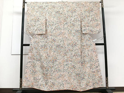 平和屋着物■上質な小紋 草花風景文 正絹 逸品 CABC5834xi