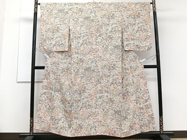 平和屋着物■上質な小紋 草花風景文 正絹 逸品 CABC5834xi