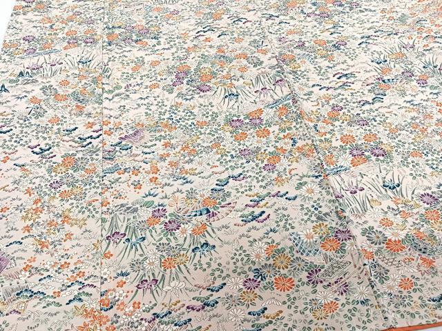 平和屋着物■上質な小紋 草花風景文 正絹 逸品 CABC5834xi