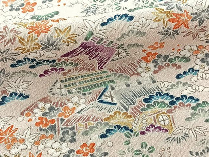平和屋着物■上質な小紋 草花風景文 正絹 逸品 CABC5834xi