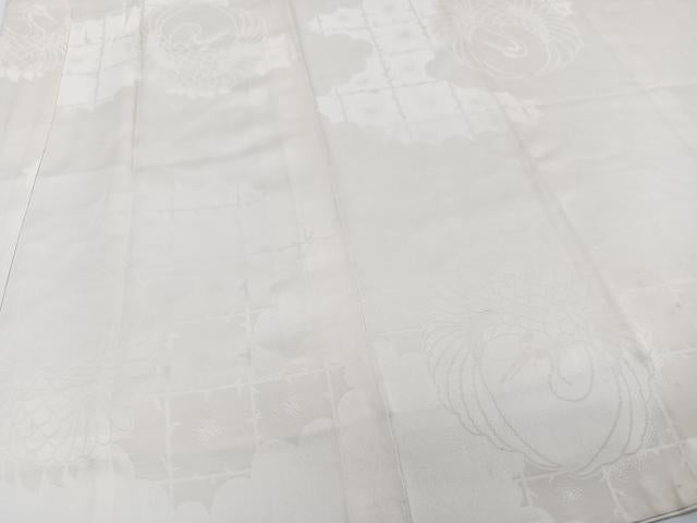 平和屋着物■長襦袢 袷 雲取り飛鶴地紋 正絹 逸品 CABC5846xi