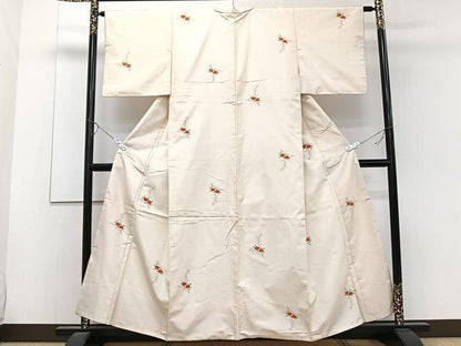 平和屋着物■上質な紬 草花文 正絹 逸品 CABC5864xi