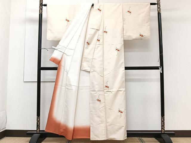 平和屋着物■上質な紬 草花文 正絹 逸品 CABC5864xi