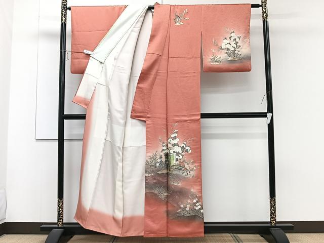 平和屋着物■訪問着 御所車花文 暈し染め 金銀彩 正絹 逸品 CABC5877xi