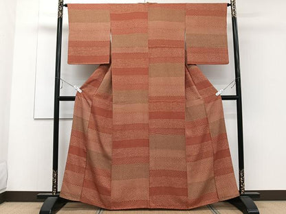 平和屋着物■上質な小紋 横段花文 正絹 逸品 CABC5881xi