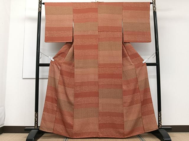 平和屋着物■上質な小紋 横段花文 正絹 逸品 CABC5881xi