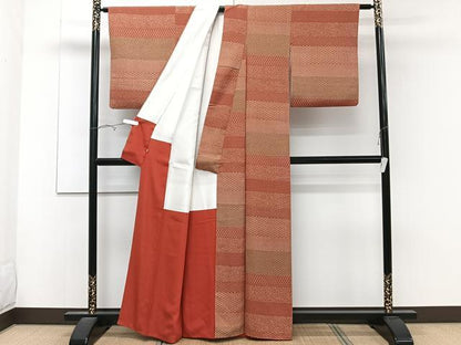 平和屋着物■上質な小紋 横段花文 正絹 逸品 CABC5881xi